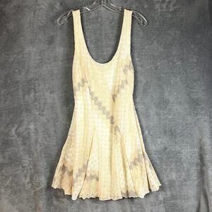 Free People Lace Swing Dress Womens M Cream Knit Ruffle Hem Lightweight Boho